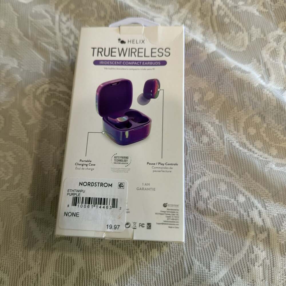NEW Helix True Wireless  Headphones  Portable Charging Case Iridescent Purple